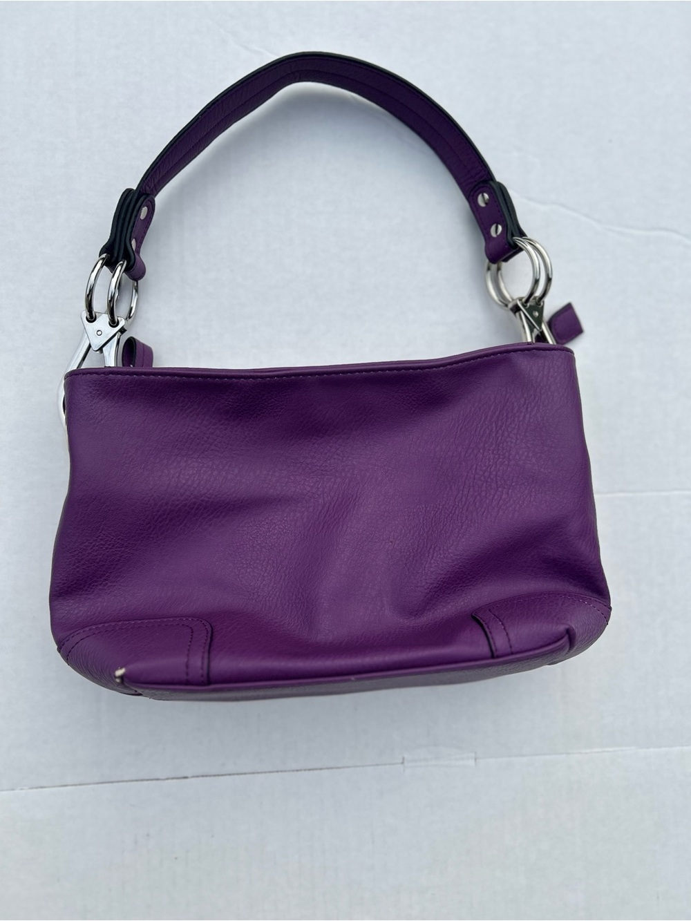 Purple Pebbled Faux Leather Shoulder Bag Y2K Dome Top Slouchy Hobo Purse